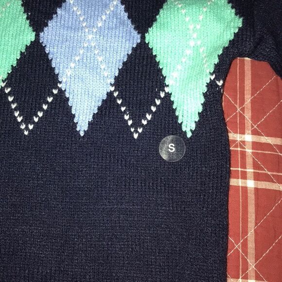 New York & company blue geometric print squares Christmas new year sweater - Picture 3 of 9